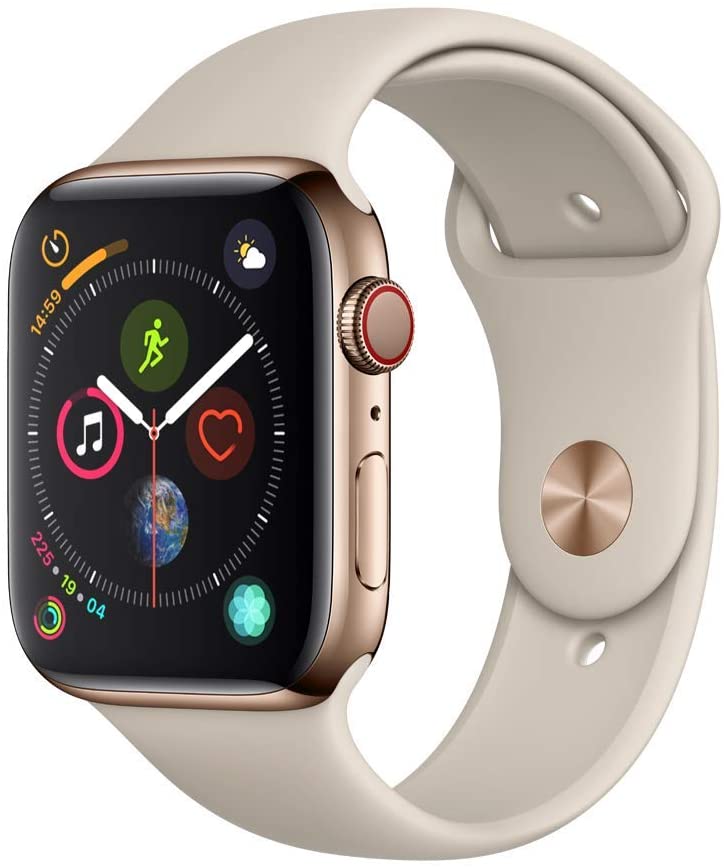 Apple Watch Series 4 (2018) 44mm GPS + Cellular - Gold Stainless Steel Case &amp; Stone Sport Band (Refurbished)
