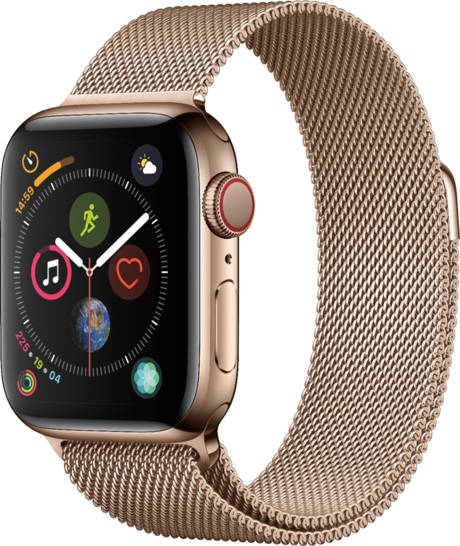 Apple Watch Series 4 (GPS+LTE) 40MM Gold Stainless Steel Case Gold Milanese Loop (Renewed)