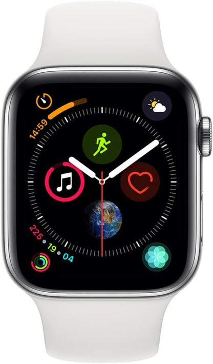 Apple Watch Series 4 GPS+LTE w/ 44MM Stainless Steel Case &amp; White Sport Band (Refurbished)