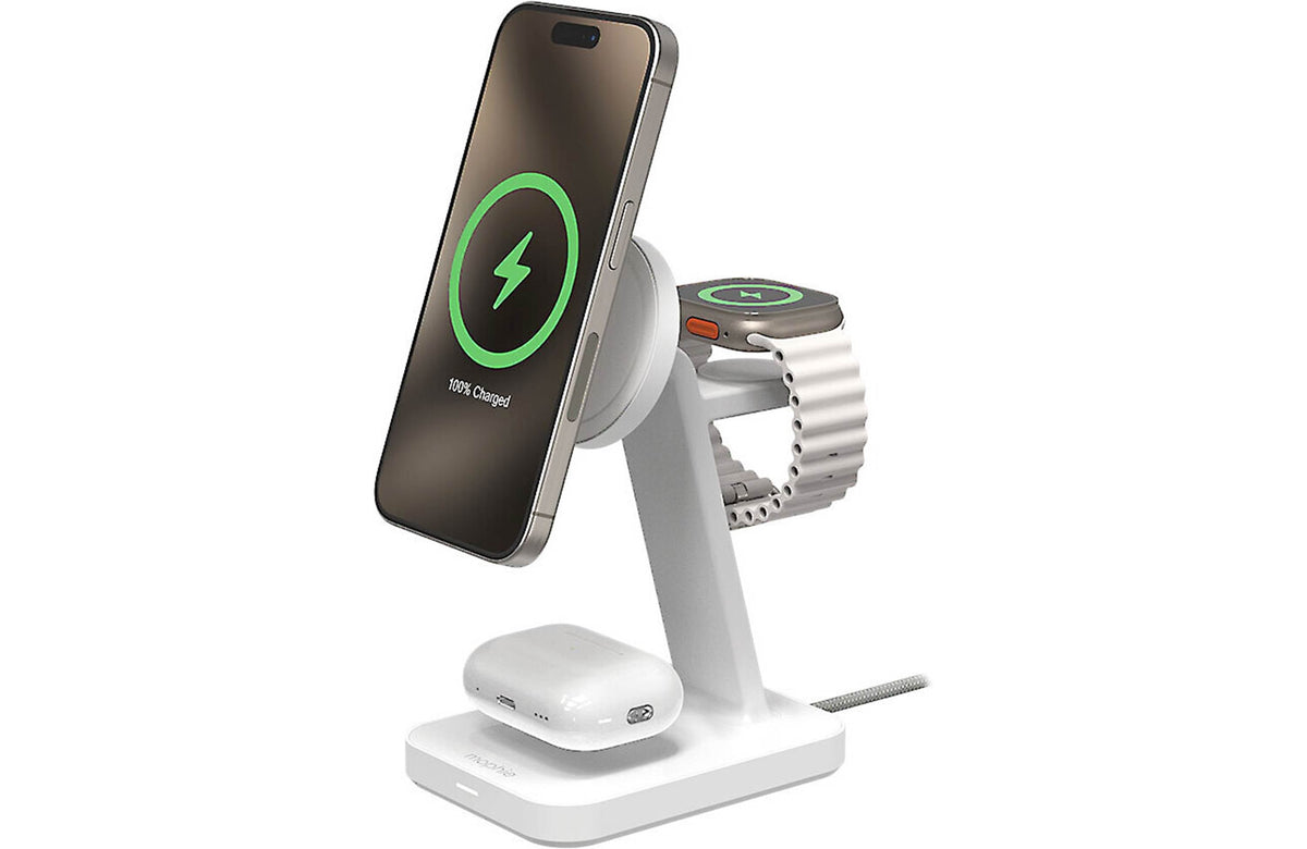 Mophie Snap+ 3-in-1 Qi2 Wireless Charge Stand - White (Renewed)