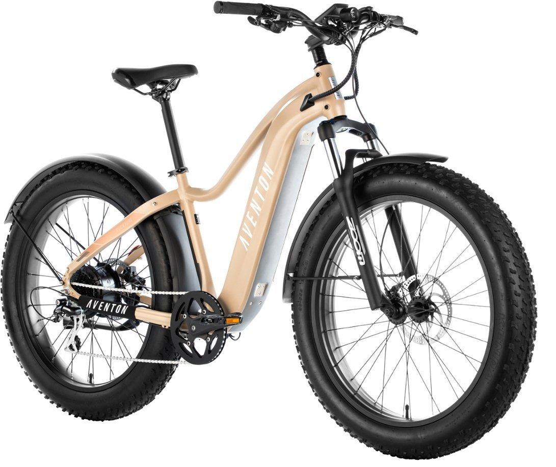Aventon Aventure Step-Over Ebike with 45-mile Operating Range, Large -SoCal Sand (Used)