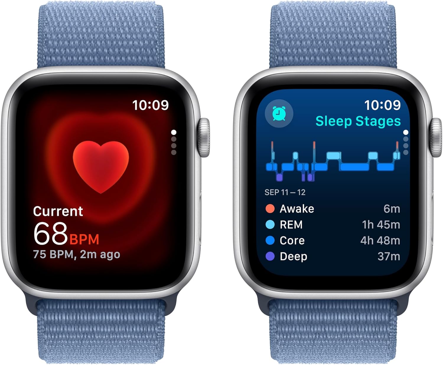 Apple Watch Series SE 2nd Gen (GPS + LTE) 44MM Silver Aluminum Case Winter Blue Sport Loop (Pre-Owned)