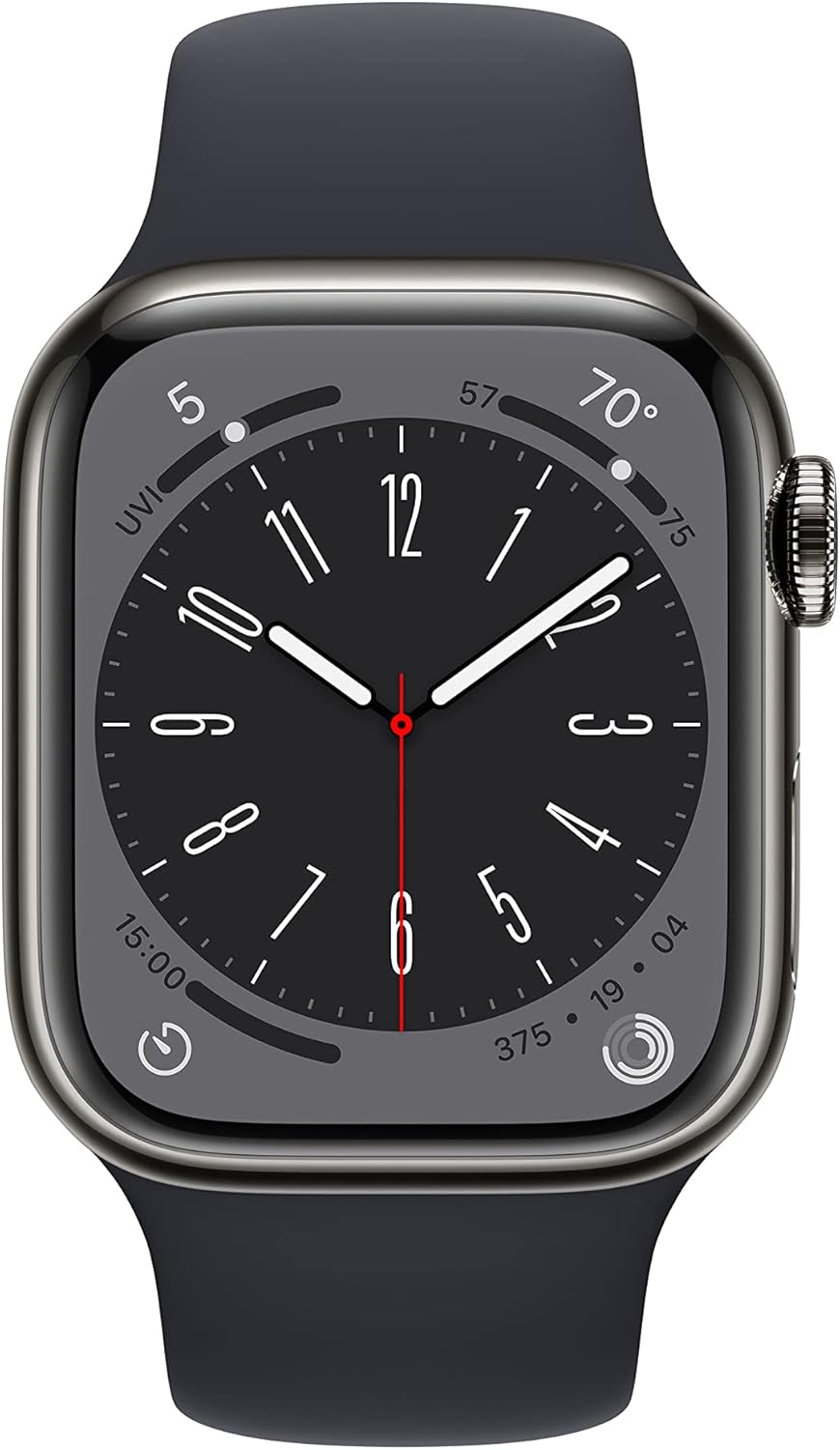 Apple Watch Series 8 (GPS + LTE) 41MM Graphite Stainless Steel Case Midnight Sport Band (Refurbished)