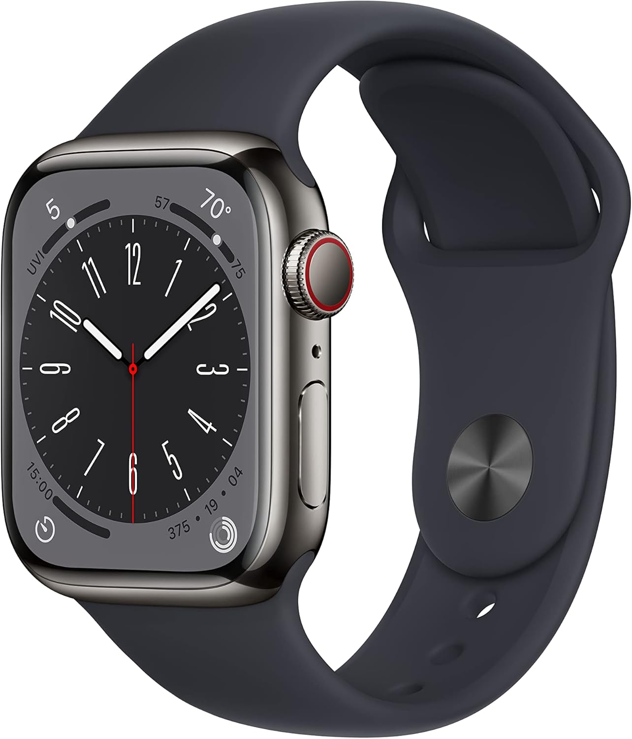 Apple Watch Series 8 (GPS + LTE) 41MM Graphite Stainless Steel Case Midnight Sport Band (Pre-Owned)