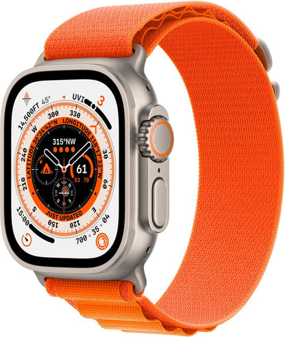 Apple Watch Ultra (GPS + LTE) 49mm Titanium Case w/ Orange Alpine Loop - Large (Used)
